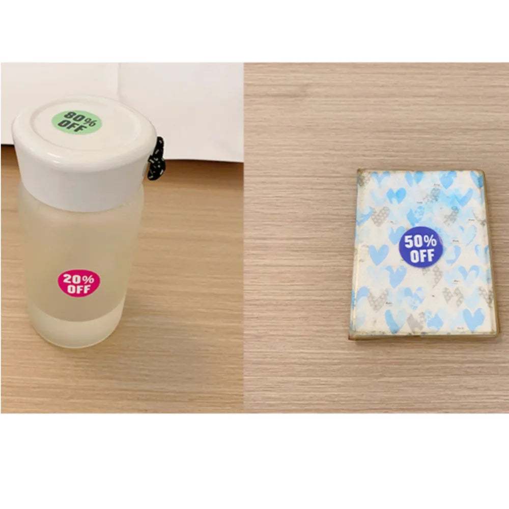 étiquettes réduction autocollantes circulaires pourcentage moderne variées opacité packaging commercialiaux