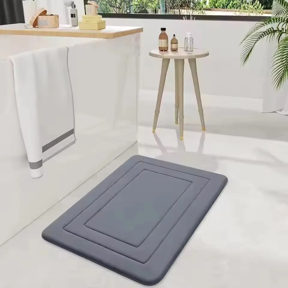 tapis bain moderne gris absorbant antidérapant doux machine lavable mémoire forme salon