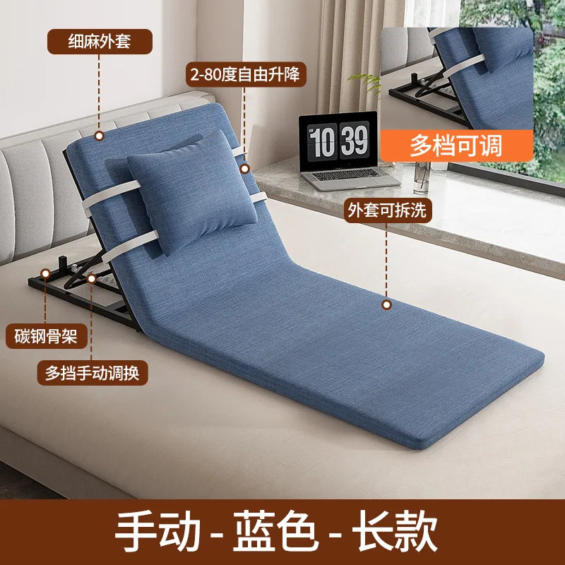 lit pliant moderne gris toile lin coussin oreiller support tablette