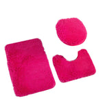 tapis toilette rose violet gris clair peluche points moderne antidérapant ensemble trois pièces