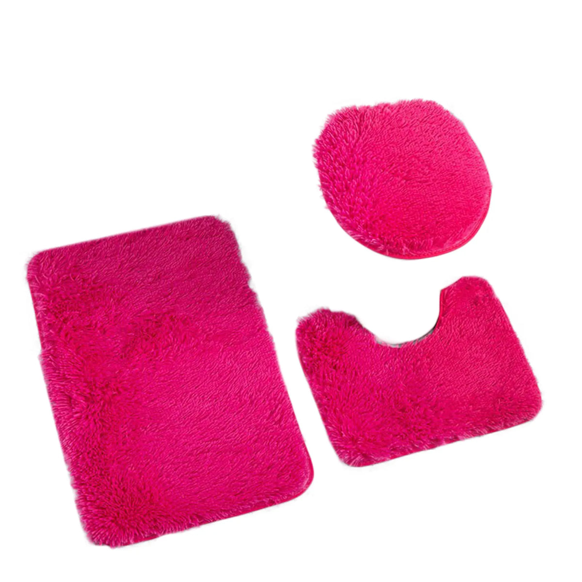 tapis toilette rose violet gris clair peluche points moderne antidérapant ensemble trois pièces