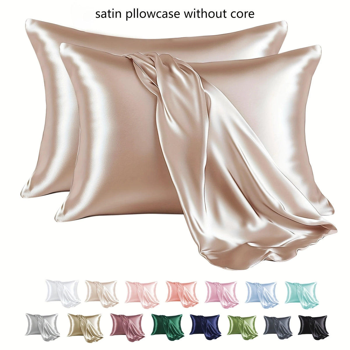 taies d'oreiller satinées anti allergiques polyester lave machine fermeture enveloppe douces peau couleur blanche
