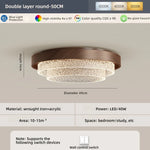 lampe moderne texture bois cristaux dorés noir opacité led tricolore