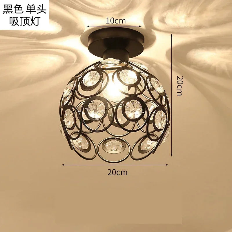 lampe suspendue moderne cristal noir blanc strass circulaire fixée câbles suspension