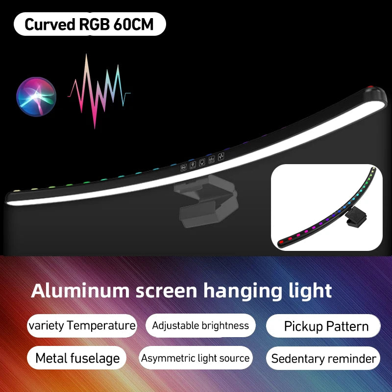 barre lumineuse led rgb écran pc noir bleu violet rose vert moderne clips contrôle