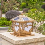 lampe solaire décorative dorée motifs floraux verre translucide oriental fixations télécommande inclusion