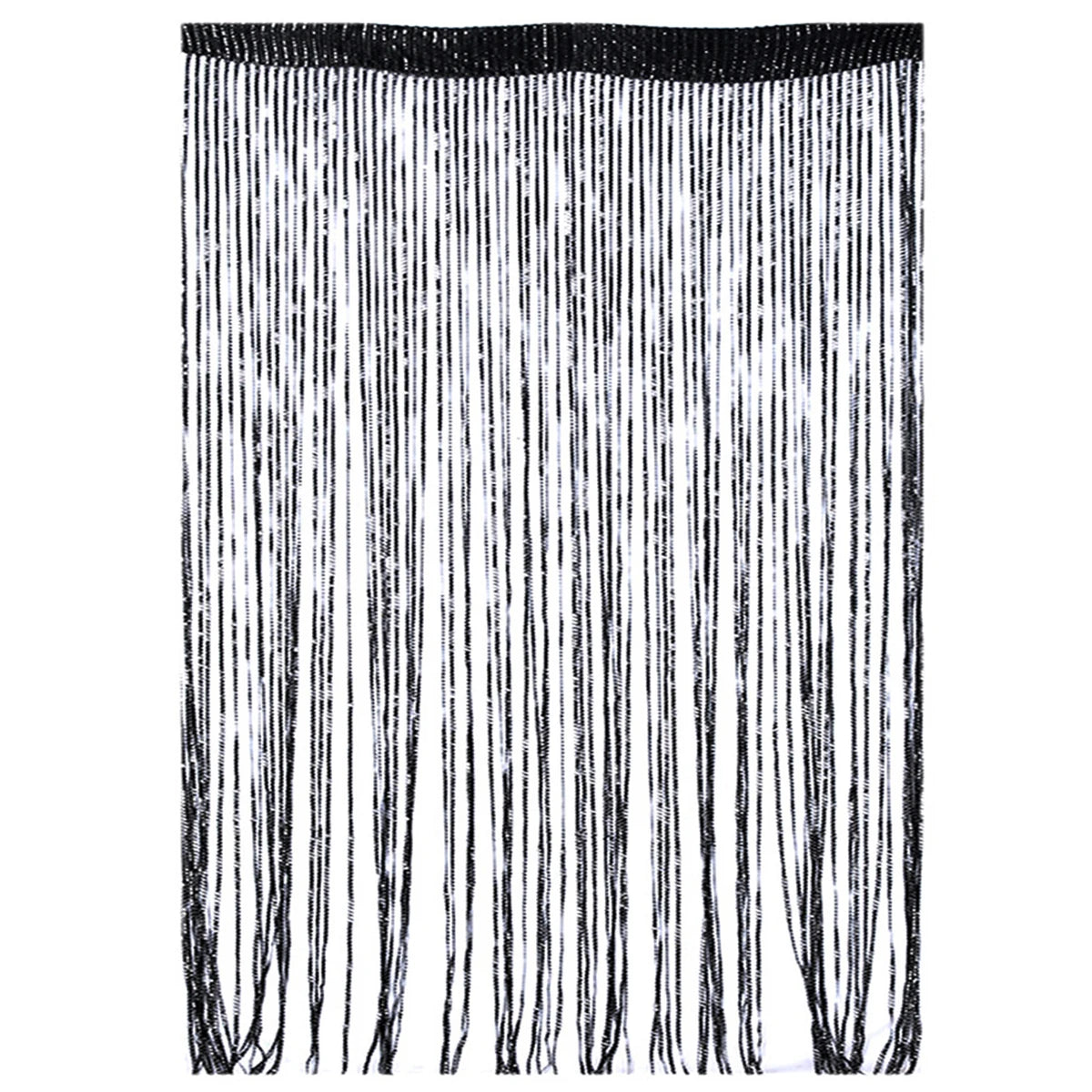 rideau franges polyester moderne translucide argenté blanc salon décoration intérieure
