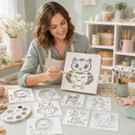 pochoirs animaux mignons blancs cartoon gabarits peinture tissu toile loisirs créatifs DIY différents