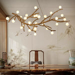 suspension lumineuse moderne branchies naturelles boules translucides marron clair blanc