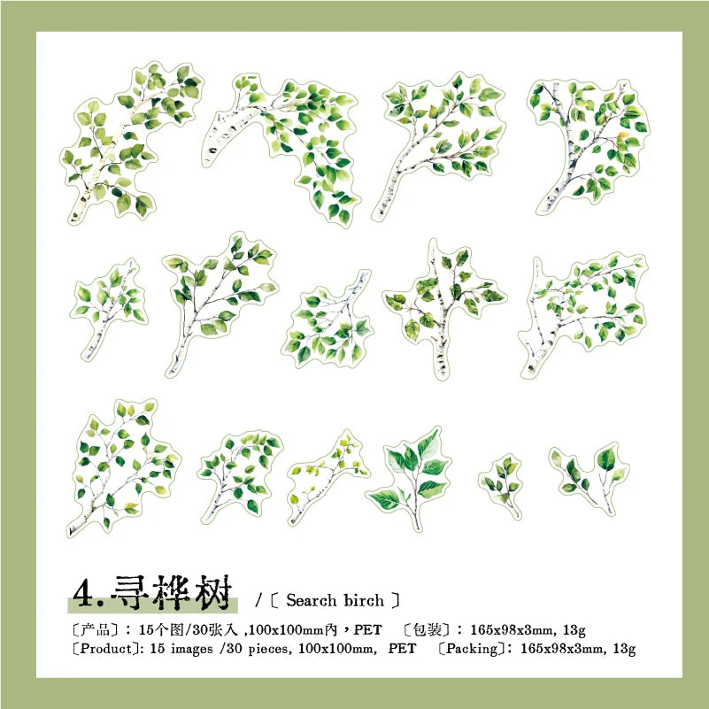 autocollants arbres branches feuilles fleurs scrapbooking étiquettes journal papeterie tasse planificateur transparents naturels