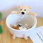 panier tissé réutilisable rangement enfant oiseaux peluche bijoux couleurs douces moderne