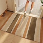 tapis moderne minimaliste polyester feutre rayures abstrait beige marron gris 40x60cm 50x80cm