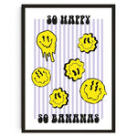 affiche pop art smiley géométrique moderne sans cadre couleur jaune rose bleu verte chambre