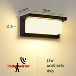 éclairage extérieur led applique murale moderne radar ip65 noir hydrofuge 18w 30w