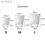 pot plante moderne transparent blanc rose gris facette geometrique auto arrosant minimaliste grille tailles