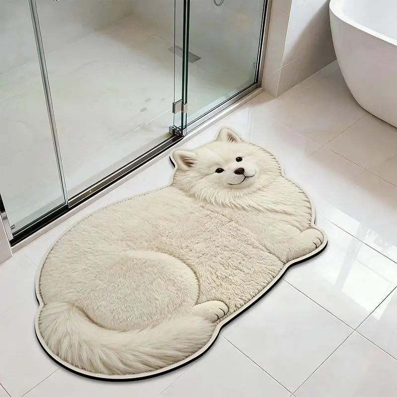 tapis sol antidérapant chats chiens pelucheux moderne décoration maison beige gris bleu marine