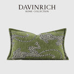 taies d'oreiller jacquard léopard vert olive moderne respectueuses environnement polyester 100% decoration maison