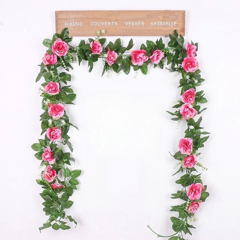 guirlande florale artificielle rose blanc mariage anniversaire baby shower décoration romantiqueintérieur