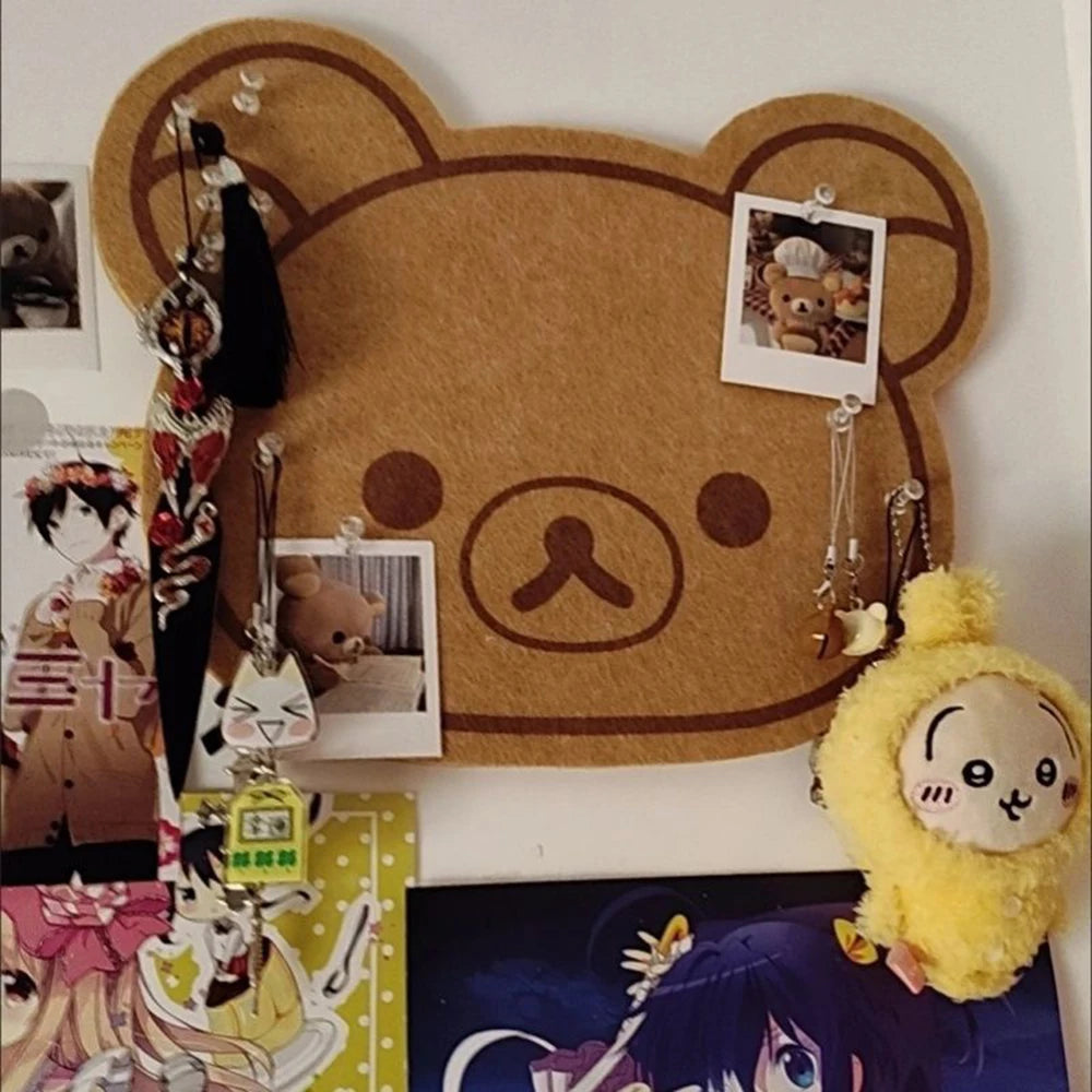 panneau décoratif ours rilakkuma porte clés manga fleurs séchées kawaii mignon polaroid papier fané