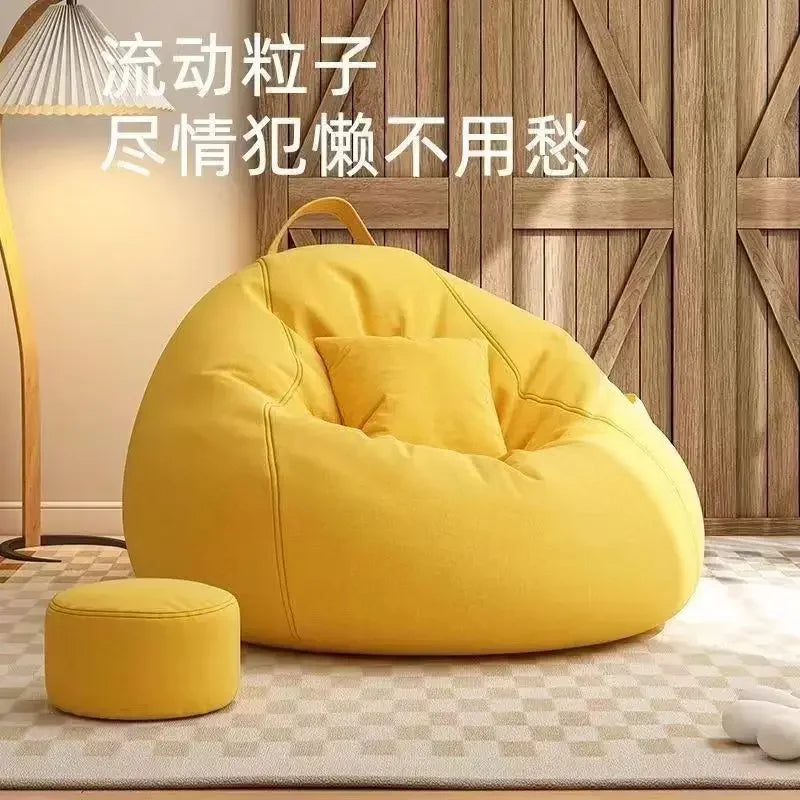 fauteuil moderne confortable jaune gris coussin tournesol reposepieds poignée amovible tissu unie chambre salon