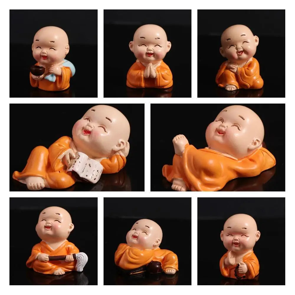 ornement résine figuratif bouddha varié décoration maison statuette mat opaque orange blanc