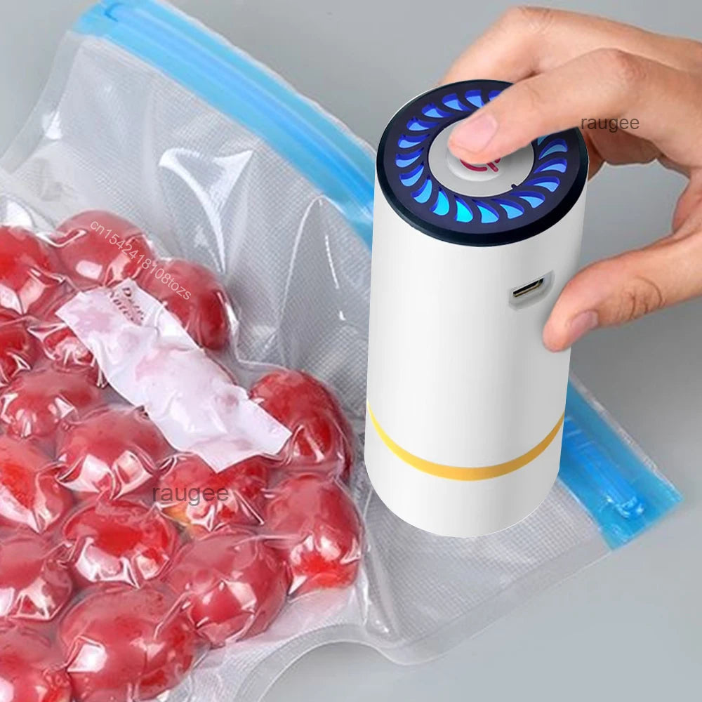pompe air rechargeable blanc moderne compact aliments frais sous vide portable électrique