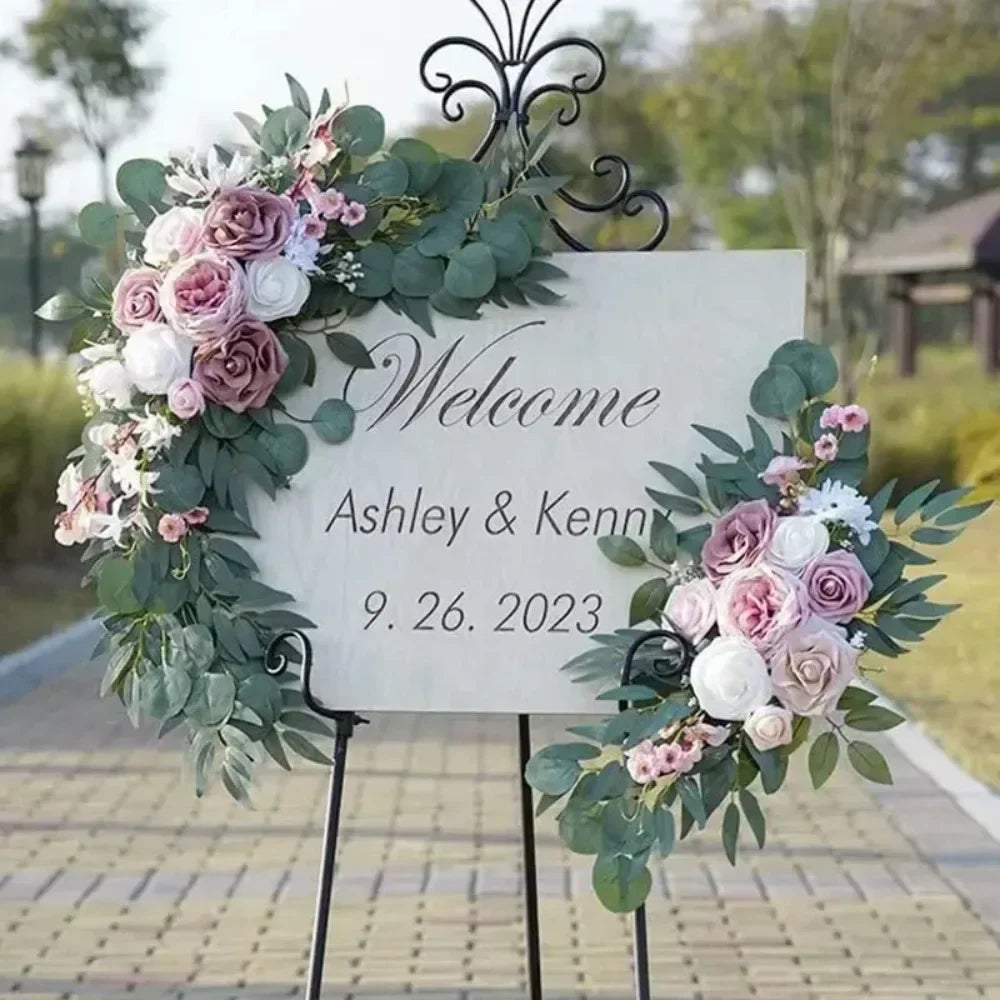 guirlande florale artificielle romantique mariage extérieur decoration maison rose blanc vert