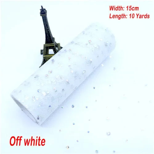 tulle paillettes bleu rose vert violet noir blanc 15cm 10yards polyester décoratif mariage anniversaire