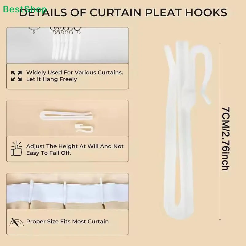 crochets rideaux plissés blancs modernes réglables pliables 50 pièces opaques pliure coton maille tissu