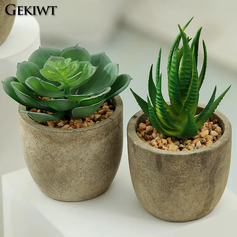 plantes succulentes artificielles vertes moderne pot gravier décoration table bureauextérieur