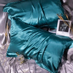 taies d'oreiller soie 100% solides élégantes quatre saisons bébés maternité bleu marine turquoise vert