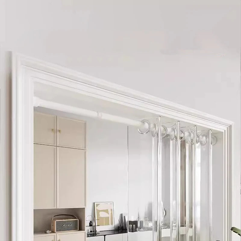 rideau transparent rayures verticales moderne pvc porte lavable machine anneau métallique