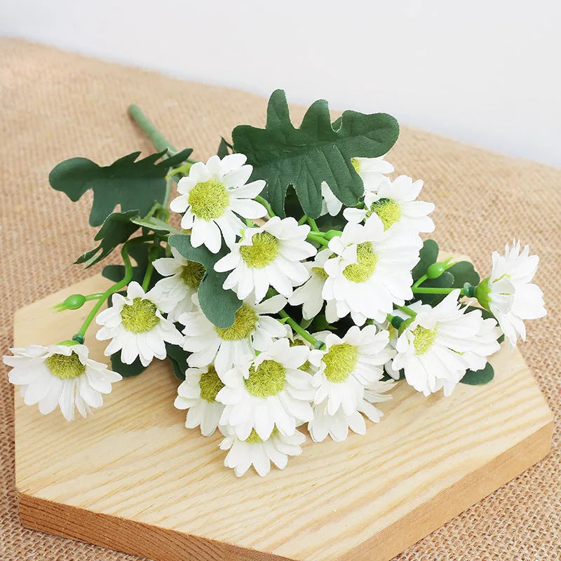 bouquet marguerites artificielles soie décoration mariage anniversaire intérieur moderne minimaliste orange blanc rose jaune