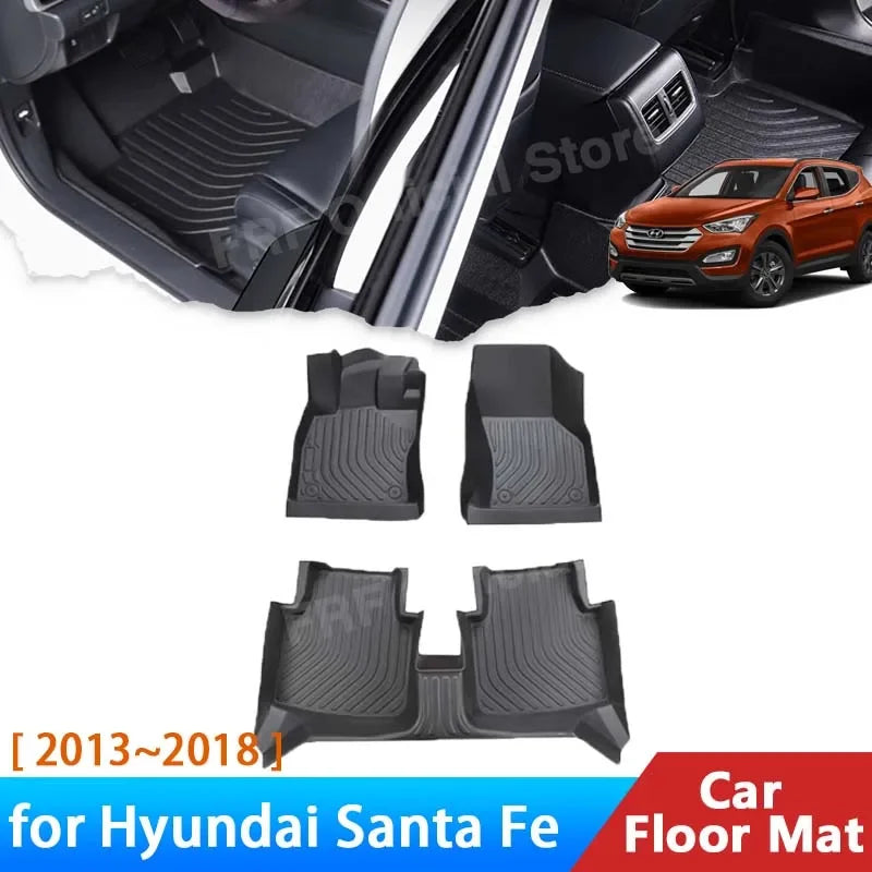 tapis sol noir rayures horizontales anti dirty waterproof moderne hyundai santa fe 2013 2014