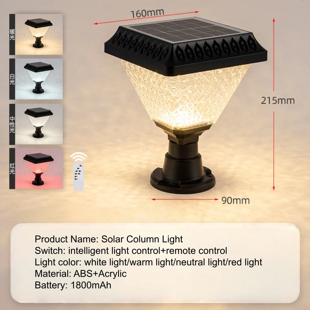 lampe solaire extérieure led moderne télécommande batterie 1800mAh fixée