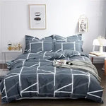 housse couette coton polyester bleu blanc gris motif floral moderne oreillers lit king size