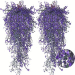 décoration extérieure moderne bouquet artificiel violet vert feuilles fleurs suspendu 80cm