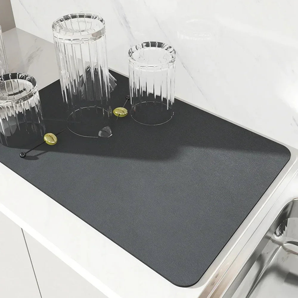 tapis cuisine moderne noir marron gris bleu uni lisse absorbant séchage vaisselle décoration intérieure
