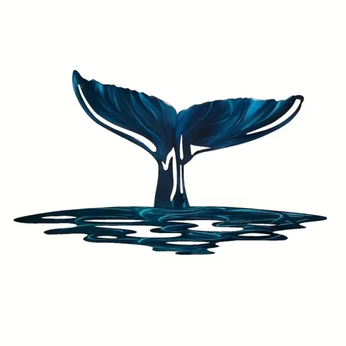 sculpture murale moderne queue baleine bleu noir effet ondulé métal décoration intérieure unique abstraite