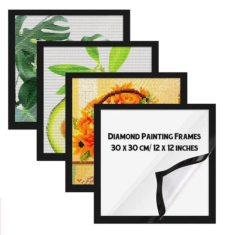 Cadre photo diamant 30x30 cm blanc avec œuvre d'art à l'intérieur