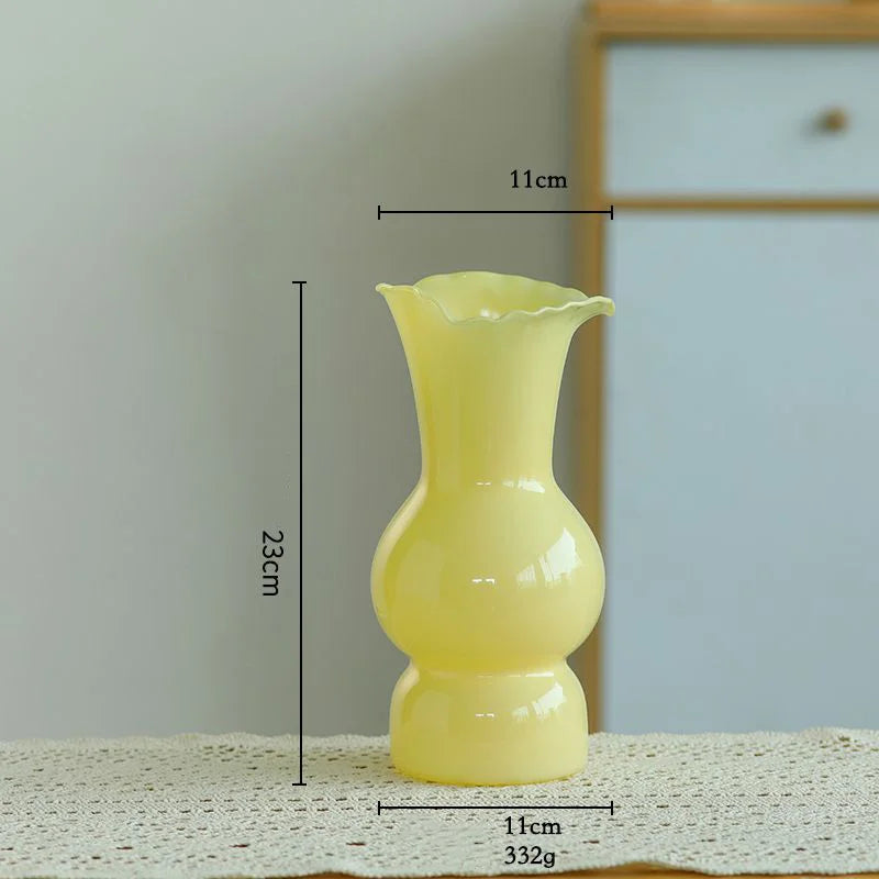 vase verre opaque moderne fleurs artificielles décoration table salon maison