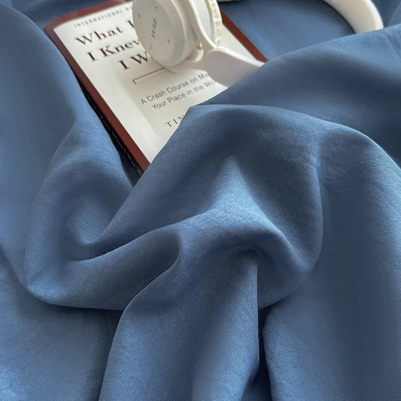 drap housse lit simple double king queen bleu marine uni polyester moderne housse matelas