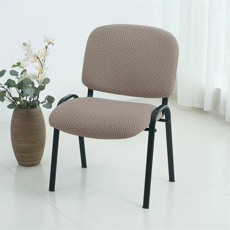 housse chaise tissu jacquard polyester moderne beige clair protection salle manger universelle adjustablewashing slipcover