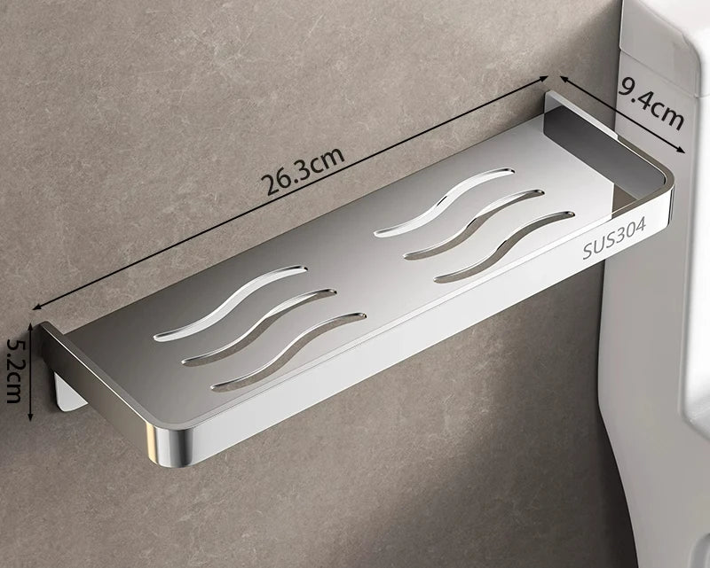 étagère murale moderne étagère métal argenté grille perforations salle bains rangement toilettessupport mural non