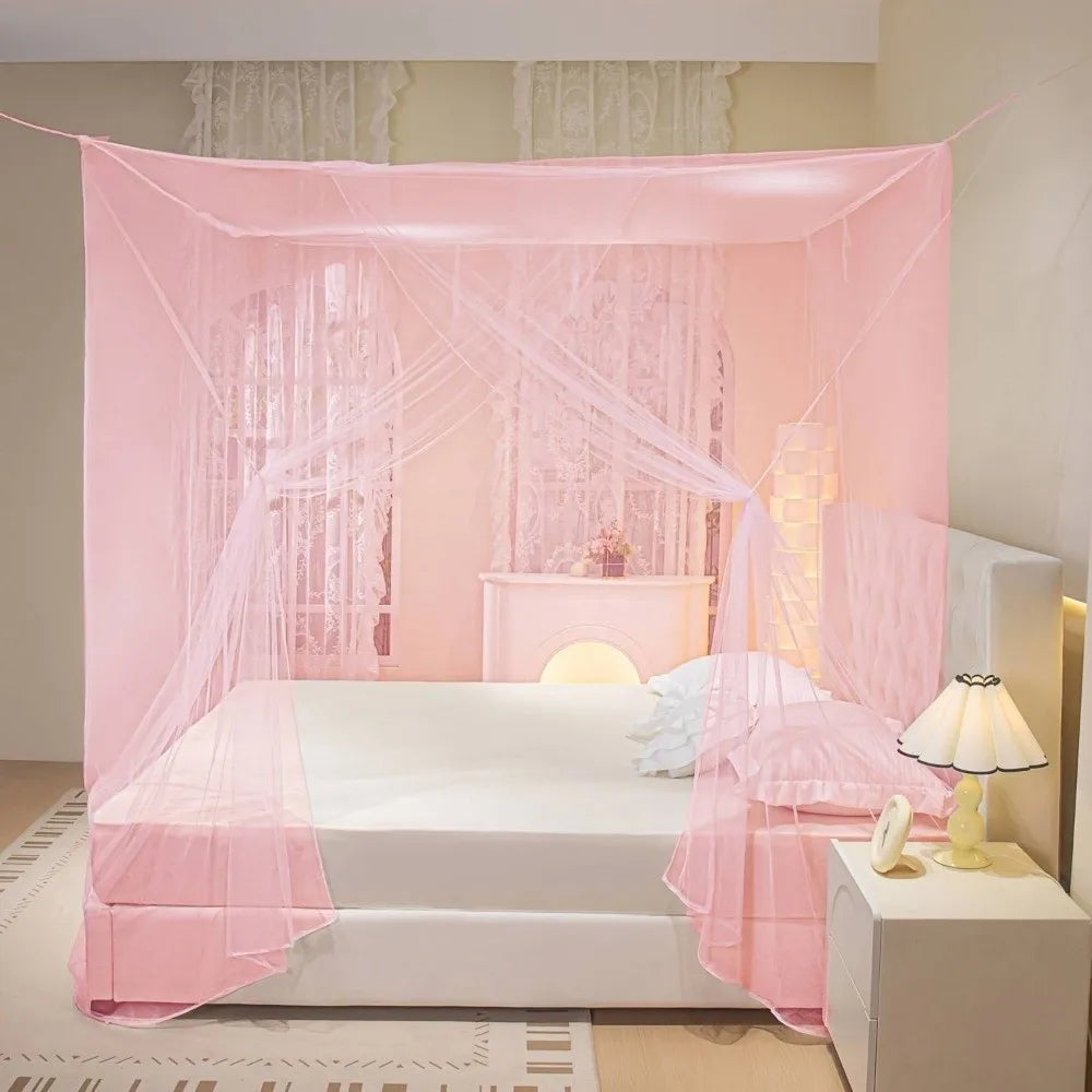 filet lit transparent moderne polyester coton blanc rose bleu violet jaune camping chambre coucher