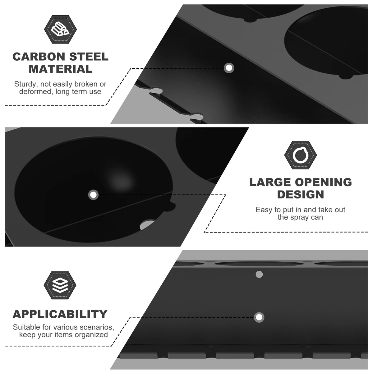 rangement mural bouteilles peinture produits chimiques acier inoxydable fixation noir pratique