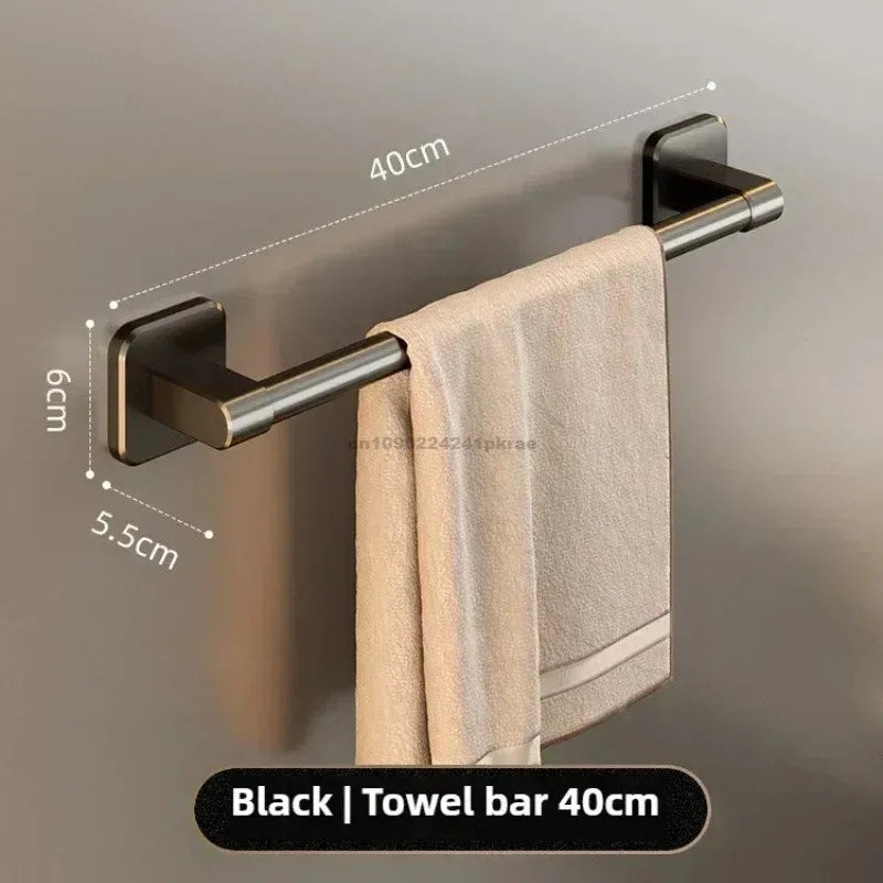 porte serviettes mural adhésif noir moderne sans perçage rack serviettes cuisine salle bain support