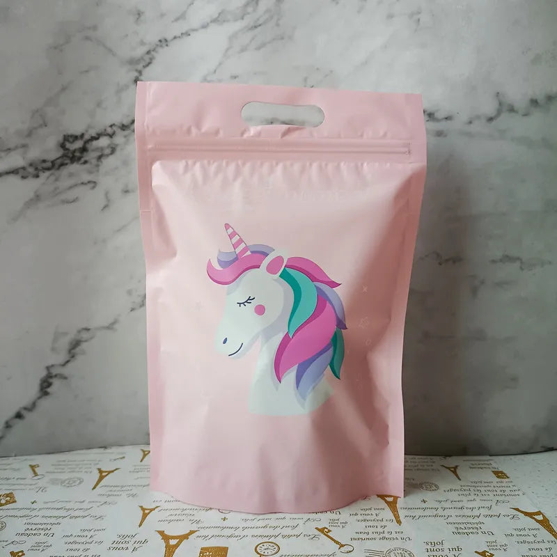sac plastique chat licorne happy surprise baby nice day poignée détachable occasion anniversaire mariage