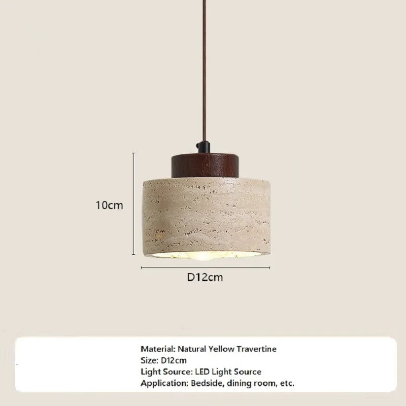 lampe suspendue moderne minimaliste pierre beige brun texture naturelle câble noir salon chambre principal