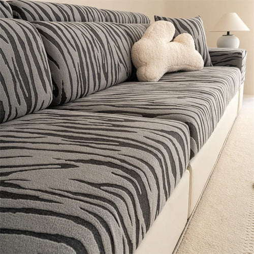 housse canapé salon polaire jacquard motif rayures moderne coussin décoratif oreillers